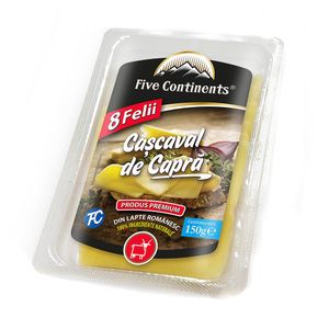 Cascaval din lapte de capra Five Continents, felii, 150 g