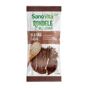 Rondele de orez cu glazura de cacao Sano Vita, 66 g