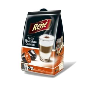 Capsule cafea Rene Latte Macchiato Caramel, compatibile Dolce Gusto, 8 capsule cafea x 8 lapte