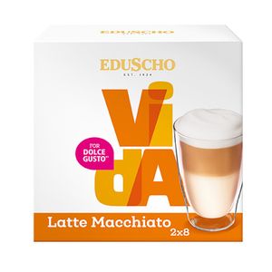 Capsule cafea Eduscho Latte Macchiato, compatibile Dolce Gusto, 8 capsule cafea x 8 lapte