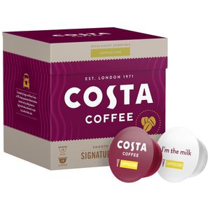 Capsule cafea Costa Coffee Cappuccino, compatibile Dolce Gusto, 8 capsule cafea x 8 lapte