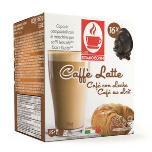 Capsule cafea Tiziano Bonini Caffe Latte, compatibile Dolce Gusto, 16 capsule