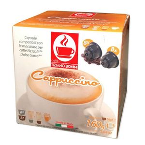 Capsule cafea Tiziano Bonini Cappuccino, compatibile Dolce Gusto, 8 capsule cafea x 8 lapte