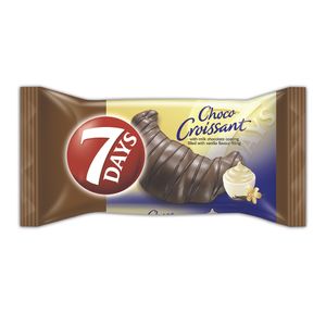 Croissant cu umplutura de vanilie invelit in ciocolata cu lapte 7 Days Choco, 60 g