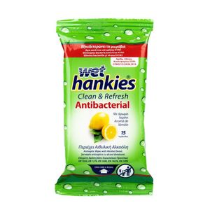 Servetele umede antibacteriene Wet Hankies, aroma lamaie, 15 bucati