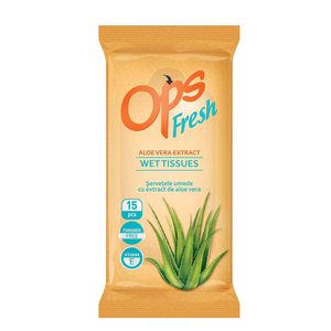 Servetele umede Ops, extract de aloe vera, 15 bucati