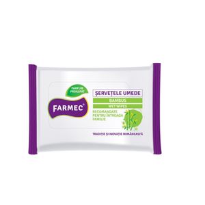 Servetele umede Farmec bambus, 15 bucati