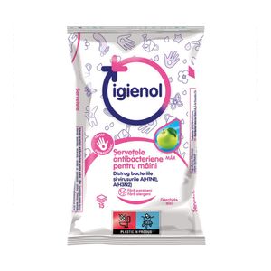 Servetele antibacteriene Igienol, parfum de mar, 15 bucati