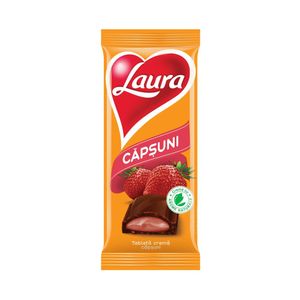 Ciocolata cu crema de capsuni Laura, 95 g