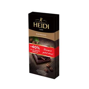 Pachet ciocolata Heidi Dark Espreso 80 g, 1+1-40%