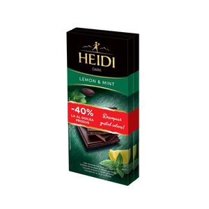 Pachet ciocolata Heidi Dark Mint&Lemon 80 g, 1+1-40%