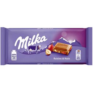 Ciocolata cu alune si stafide Milka, 100 g