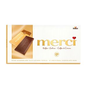 Tablete de ciocolata cu cafea si frisca Merci, 100 g, 4 bucati