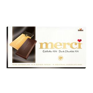 Tablete de ciocolata neagra Merci, 100 g, 4 bucati