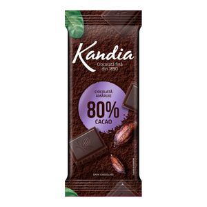 Ciocolata amaruie Kandia, 80%, 80 g