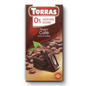 Ciocolata neagra cu cafea, fara zahar si fara gluten, Torras, 75 g
