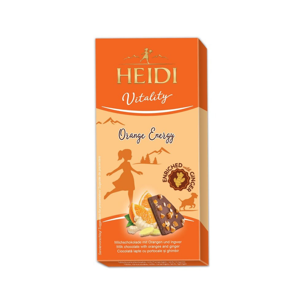 Heidi | Ciocolata portocala si ghimbir Heidi, 80 g Auchan Online