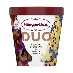 Duo inghetata cu aroma de ciocolata belgiana si vanilie Haagen Dazs, 420 ml