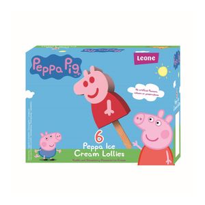 Inghetata pe bat Leone Peppa Pig, cu aroma de capsuni, 6 x 60 ml