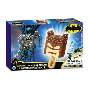 Inghetata Warner Batman mini sticks cu vanille si ciocolata, 6 x 60 ml