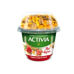 Iaurt mic dejun Activia, cu fulgi de cereale si capsuni, 168 g