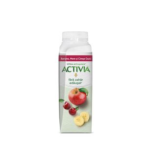 Iaurt de baut Activia, cu banane, cirese si mar, 250 g