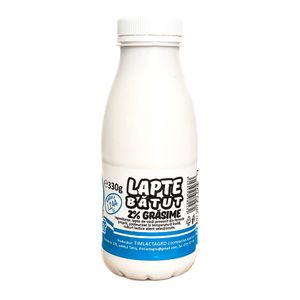 Lapte batut Floare din Banat, 2% grasime, 330 ml