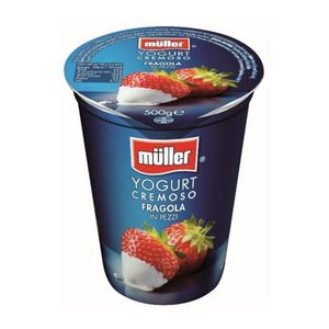 Iaurt cu capsuni Muller, cremos, 500 g