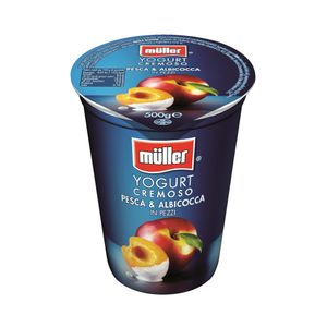 Iaurt cu piersici si caise Muller, 500 g