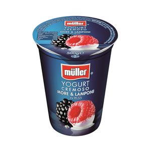 Iaurt cu mure si zmeura Muller, 500 g