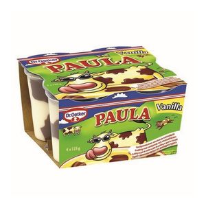 Budinca cu vanilie si ciocolata Paula Vanilla, 4 x 125 g