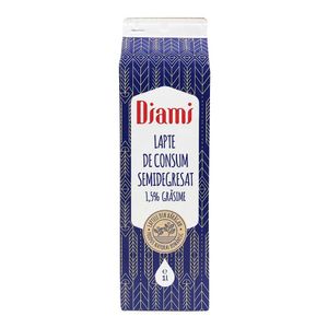 Lapte de consum semidegresat Diami, 1.5% grasime, 1 l