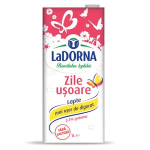 Lapte de vaca LaDorna, fara lactoza, 3.5% grasime, 1 l