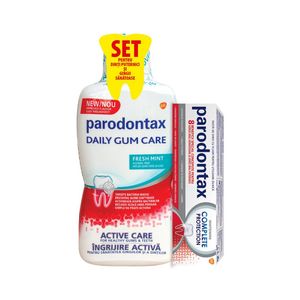 Pachet pasta de dinti Parodontax Complete Protection, 75 ml + Apa de gura Parodontax Daily Gum Care, 500 ml