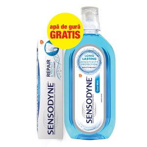 Pasta de dinti Sensodyne Repair and Protect, 75 ml + apa de gura, 0.5 l