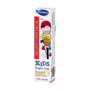 Pasta de dinti homeopatica Astera Kids, pentru copii peste 4 ani, aroma de vanilie si portocale, 50 ml