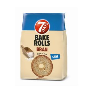 Rondele de paine crocanta cu tarate si sare 7Days Bake Rolls Bran, 80 g