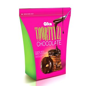 Snacks Toortitzi glazurati cu ciocolata neagra, 80 g