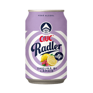 Bere blonda fara alcool cu aroma de zmeura si lamaie Ciuc Radler, 0.3 l