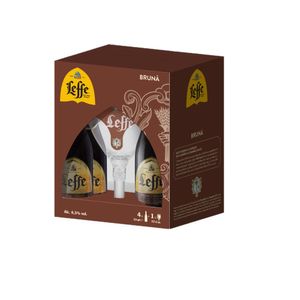 Bere bruna Leffe, 4 x 0.33 l + pahar