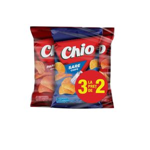 Pachet promo 2x Chipsuri cu ardei gras Chio, 140 g+ 1x Chipsuri cu sare Chio, 140 g