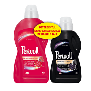 Pachet promo: detergent lichid de rufe Perwoll Renew Advances Color & Fiber 1.8 l + Black & Fiber 0.9 l