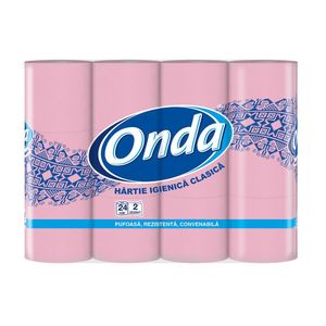 Pachet hartie igienica Onda Roz 24 role, 2 straturi