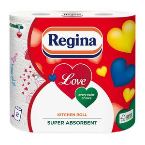 Pachet prosoape din hartie Regina Love pentru bucatarie 2 role, 3 straturi