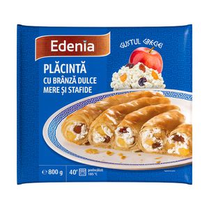 Placinta cu branza dulce, mere si stafide Edenia, 800 g