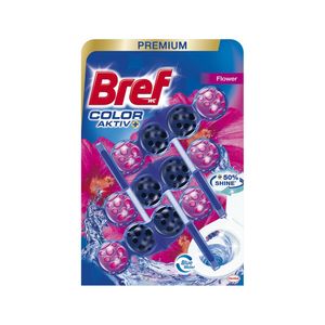 Odorizant pentru toaleta Bref Color Aktiv Fresh Flowers, 3 x 50 g