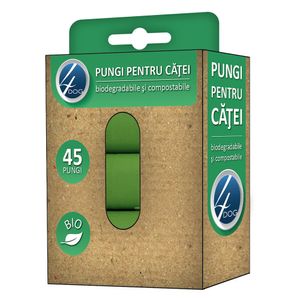 Pungi igienice biodegradabile, pentru catei 4Dog, 45 x 3 bucati