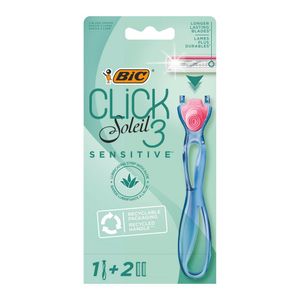 Aparat de ras reincarcabil hibrid pentru femei BIC Soleil Clic Sensitive B2, cu 3 lame