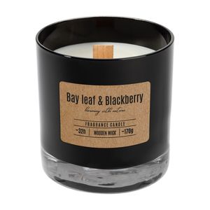 Lumanare parfumata in pahar cu fitil de lemn, aroma de Bayleaf & Blackberry, 32h