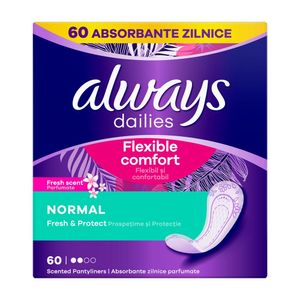 Absorbante zilnice parfumate Always Daillies Normal Fresh & Protect, 60 bucati